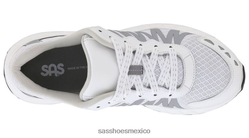 mx SAS mujer energético tenis Tempo con cordones plata blanca LVV46309