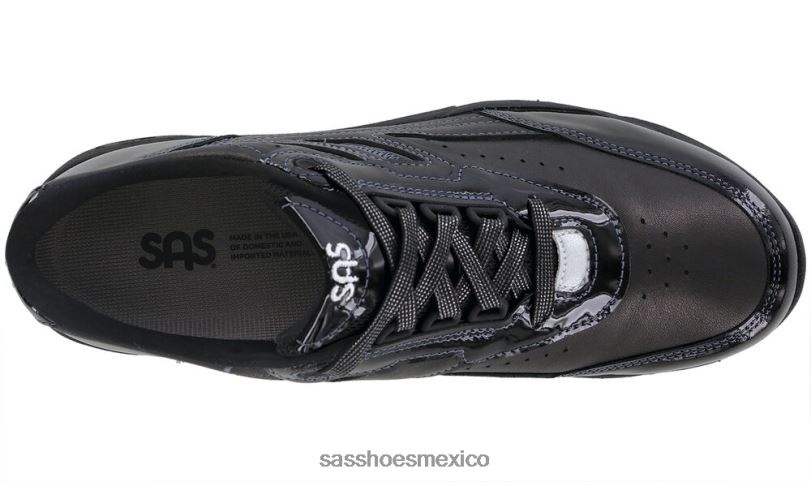 mx SAS mujer energético zapatillas deportivas con cordones charol negro LVV46282