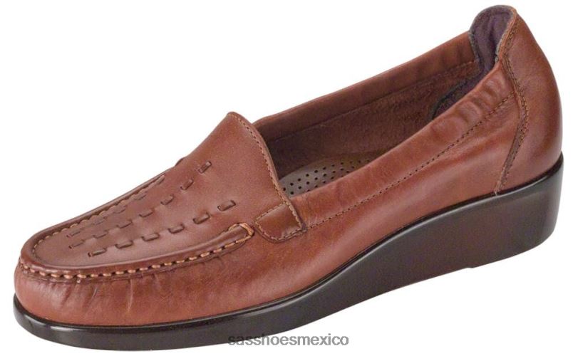 mx SAS mujer versátil deslizamiento de tejido en mocasín castaña LVV46224