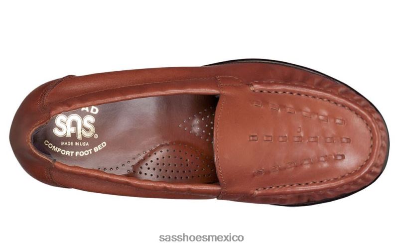 mx SAS mujer versátil deslizamiento de tejido en mocasín castaña LVV46224