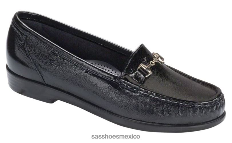 mx SAS mujer versátil deslizamiento metro en mocasín charol negro LVV46177