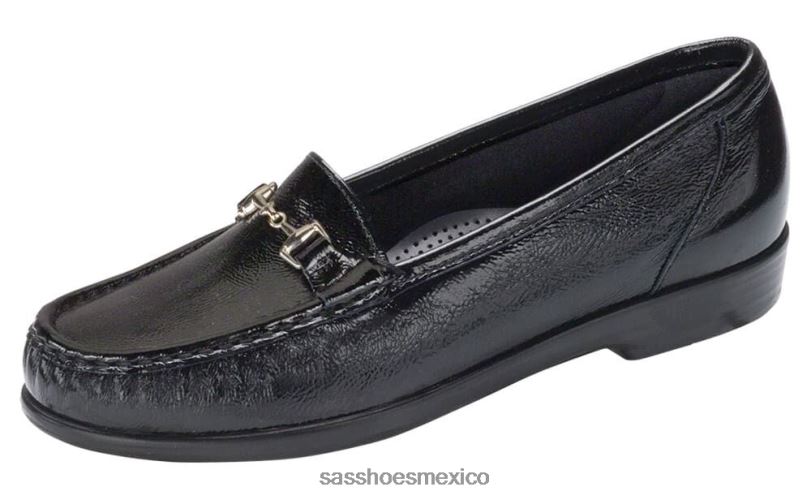 mx SAS mujer versátil deslizamiento metro en mocasín charol negro LVV46177