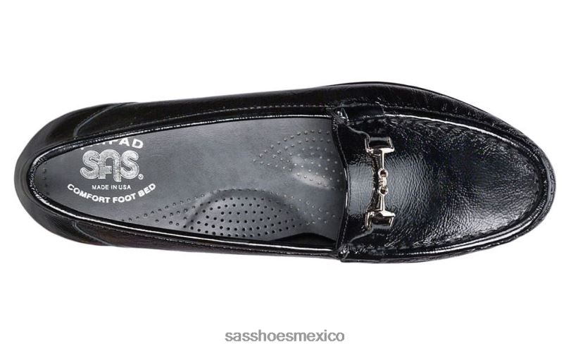 mx SAS mujer versátil deslizamiento metro en mocasín charol negro LVV46177