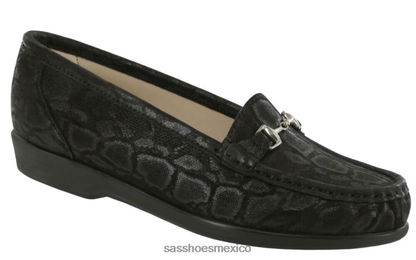 mx SAS mujer versátil deslizamiento metro en mocasín serpiente negra LVV46220