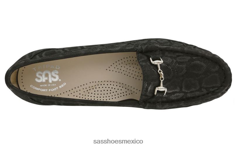 mx SAS mujer versátil deslizamiento metro en mocasín serpiente negra LVV46220