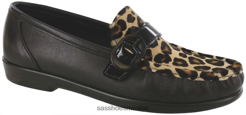 mx SAS mujer versátil lara slip en mocasín negro/leopardo LVV46245