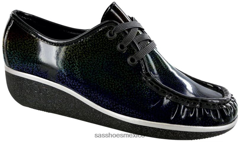 mx SAS mujer versátil mocasines con cordones rebote carnaval negro LVV46276