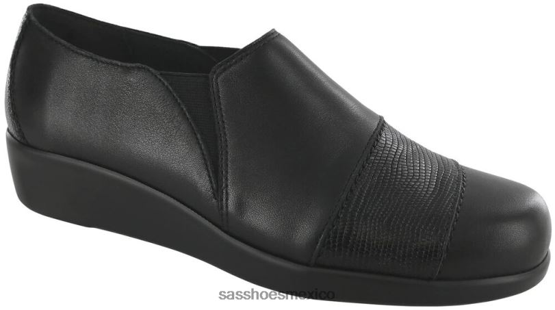 mx SAS mujer versátil mocasines nora slip on negro/lagarto LVV46246