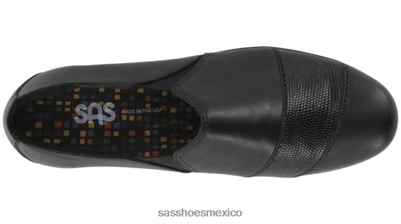 mx SAS mujer versátil mocasines nora slip on negro/lagarto LVV46246