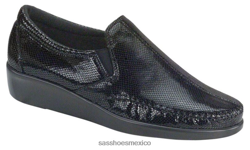 mx SAS mujer versátil resbalón del sueño en mocasín serpiente negra LVV46181