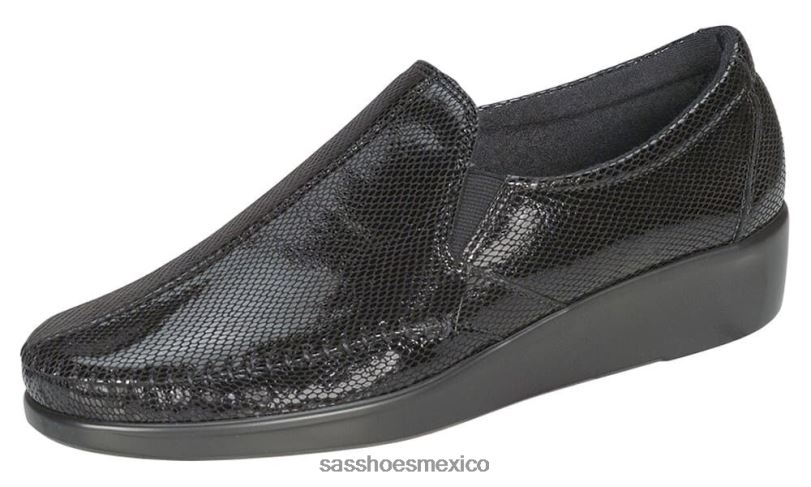 mx SAS mujer versátil resbalón del sueño en mocasín serpiente negra LVV46181