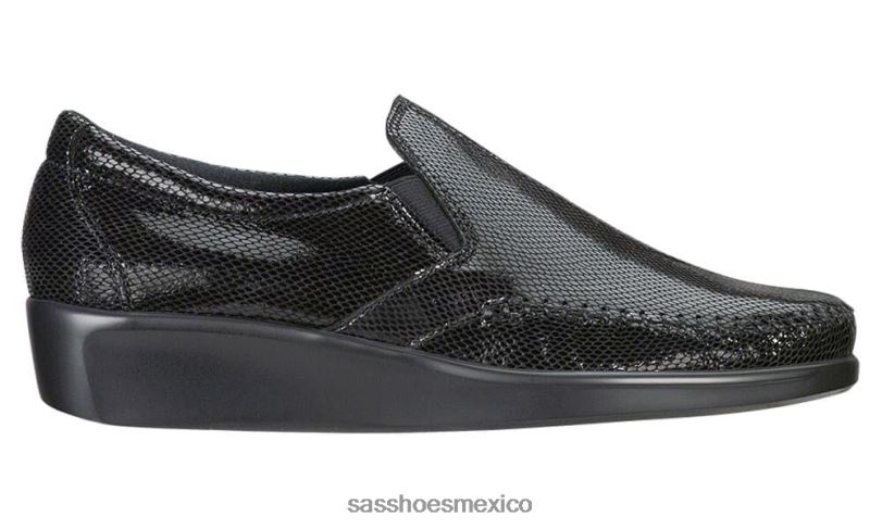 mx SAS mujer versátil resbalón del sueño en mocasín serpiente negra LVV46181