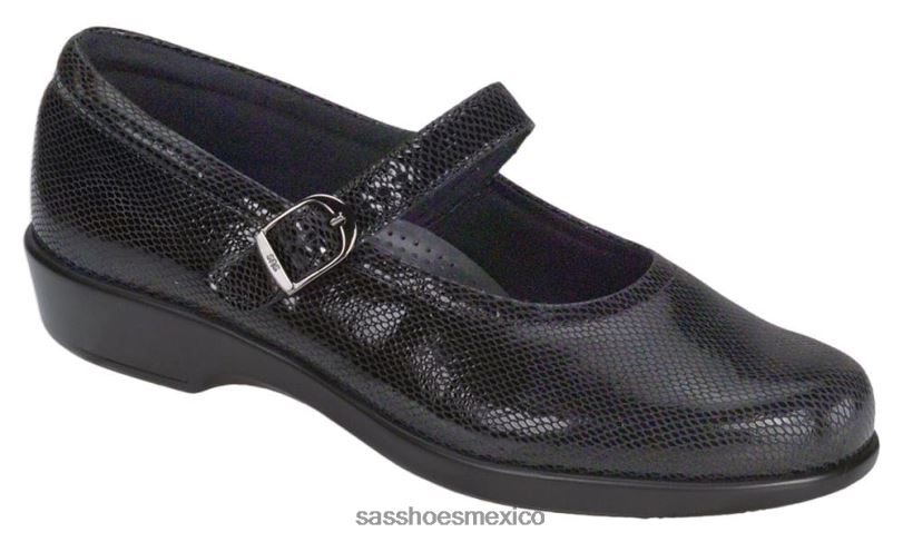 mx SAS mujer versátil zapato maría merceditas serpiente negra LVV46175