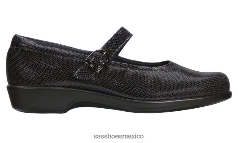 mx SAS mujer versátil zapato maría merceditas serpiente negra LVV46175