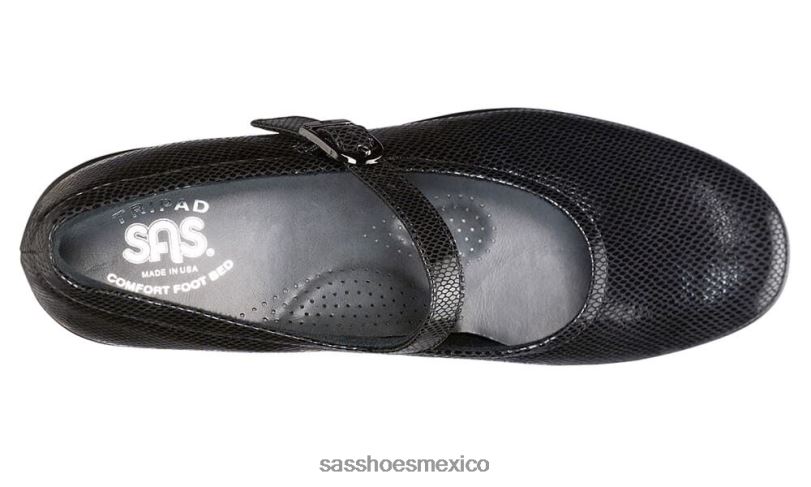 mx SAS mujer versátil zapato maría merceditas serpiente negra LVV46175