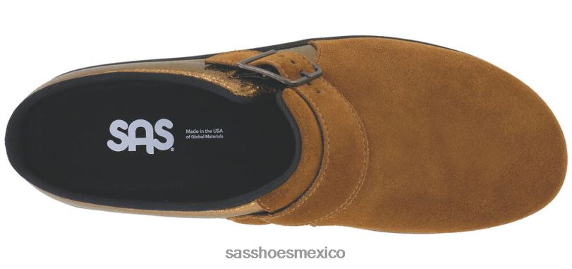 mx SAS mujer versátil zueco resbalón en mocasín bronce turbinado LVV46235