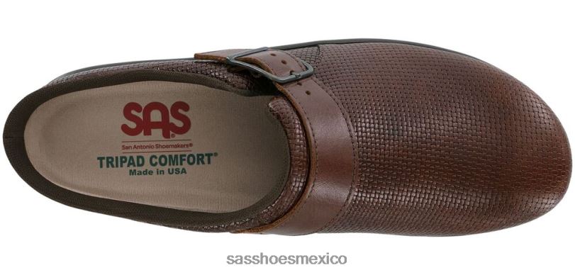 mx SAS mujer versátil zueco resbalón en mocasín marrón tejido LVV46238