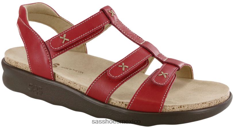 mx SAS mujer versátil sandalia Sorrento con correa en T rojo LVV46155