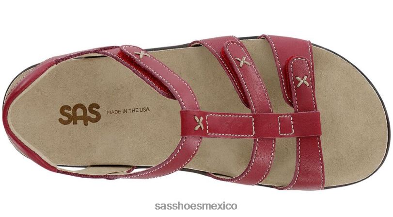 mx SAS mujer versátil sandalia Sorrento con correa en T rojo LVV46155