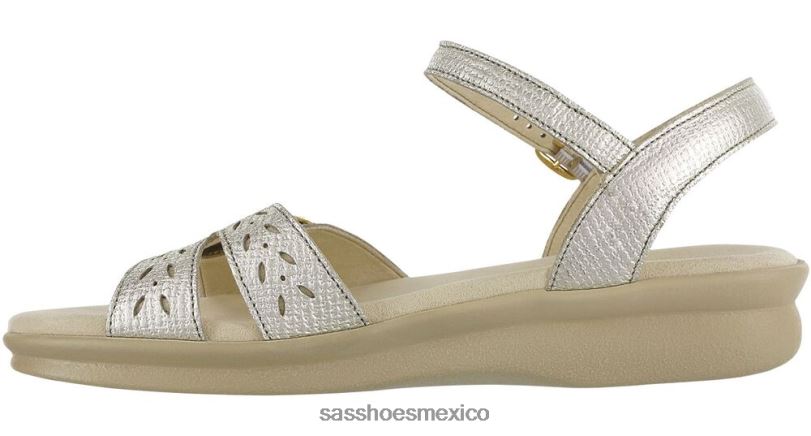 mx SAS mujer versátil sandalia duo con tira de cuarto lino dorado LVV4688