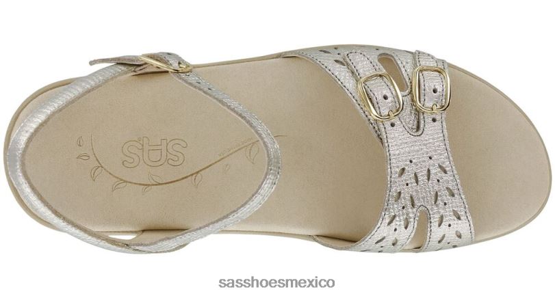mx SAS mujer versátil sandalia duo con tira de cuarto lino dorado LVV4688