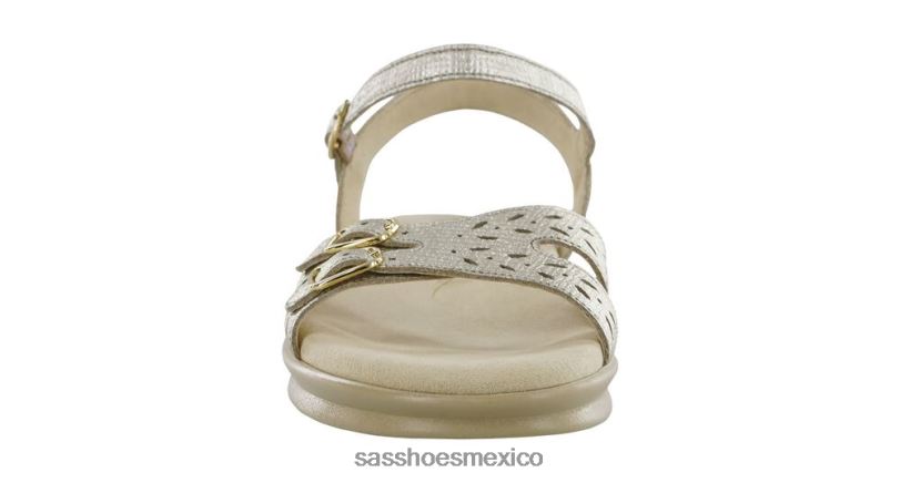 mx SAS mujer versátil sandalia duo con tira de cuarto lino dorado LVV4688