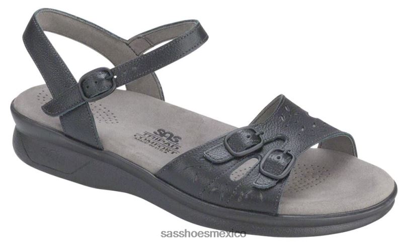 mx SAS mujer versátil sandalia duo con tira de cuarto negro LVV4684