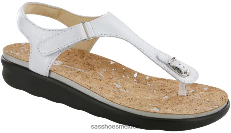 mx SAS mujer versátil sandalia marina con correa en T Perla blanca LVV46141