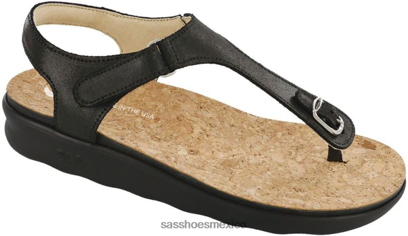 mx SAS mujer versátil sandalia marina con correa en T negro LVV46139