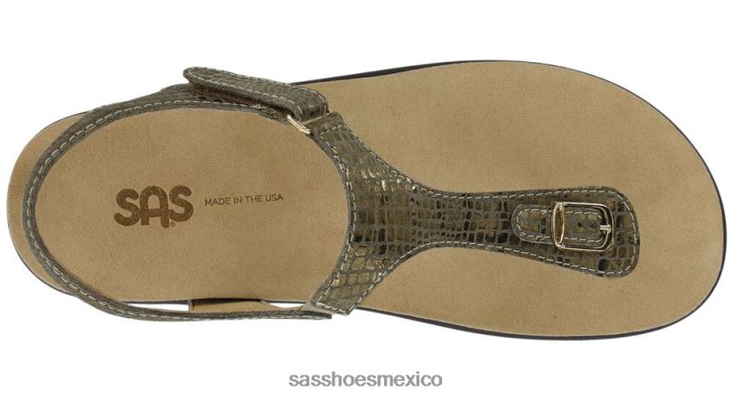 mx SAS mujer versátil sandalia marina con correa en T oro oliva LVV46142