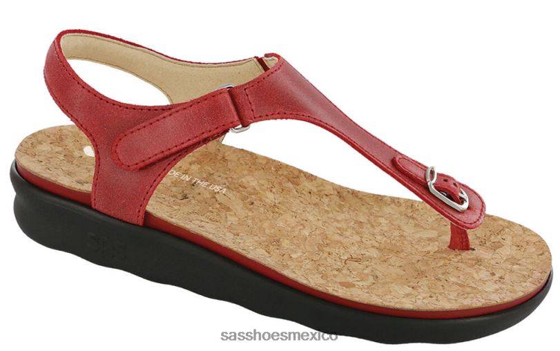 mx SAS mujer versátil sandalia marina con correa en T rojo LVV46140