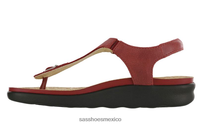 mx SAS mujer versátil sandalia marina con correa en T rojo LVV46140