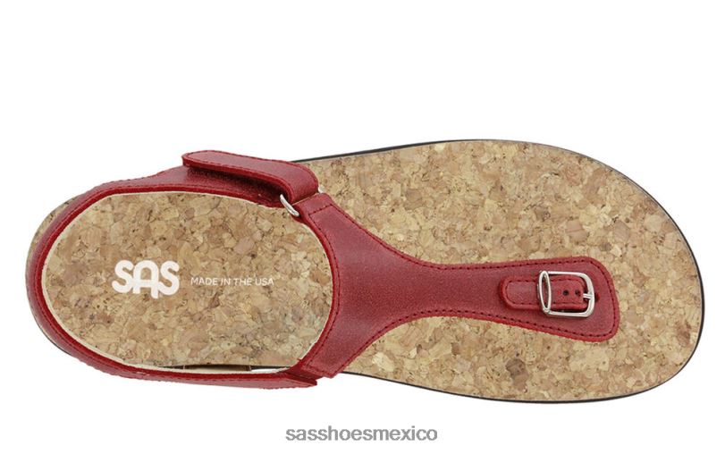 mx SAS mujer versátil sandalia marina con correa en T rojo LVV46140