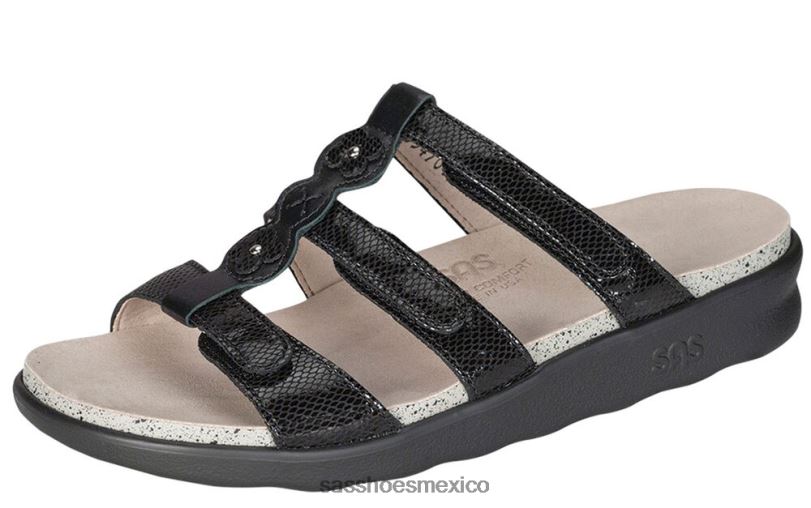 mx SAS mujer versátil sandalia nápoles serpiente negra LVV46131