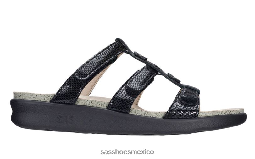 mx SAS mujer versátil sandalia nápoles serpiente negra LVV46131