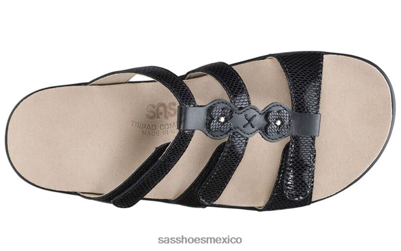 mx SAS mujer versátil sandalia nápoles serpiente negra LVV46131