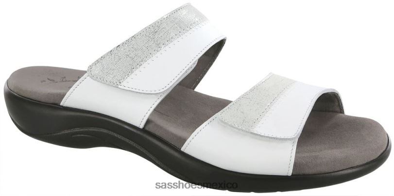 mx SAS mujer versátil sandalia nudu slide de piel plata blanca LVV46133