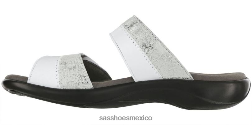 mx SAS mujer versátil sandalia nudu slide de piel plata blanca LVV46133