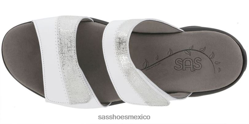 mx SAS mujer versátil sandalia nudu slide de piel plata blanca LVV46133