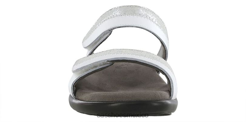 mx SAS mujer versátil sandalia nudu slide de piel plata blanca LVV46133