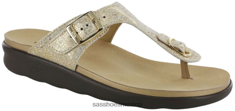 mx SAS mujer versátil sandalia sanibel con correa en T Oro brillante LVV4631