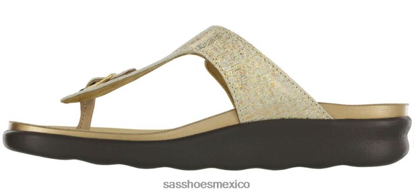mx SAS mujer versátil sandalia sanibel con correa en T Oro brillante LVV4631