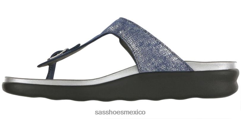 mx SAS mujer versátil sandalia sanibel con correa en T azul plateado LVV4633