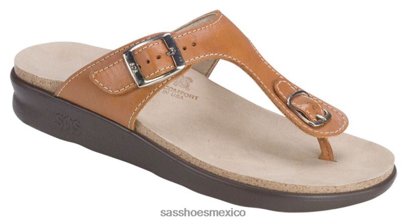 mx SAS mujer versátil sandalia sanibel con correa en T caramelo LVV4634