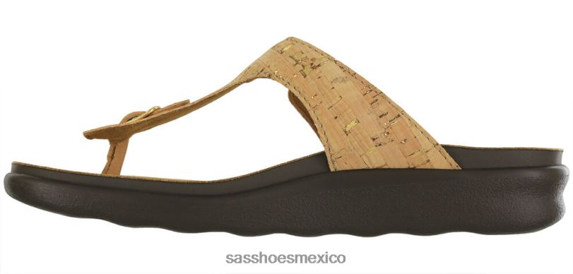 mx SAS mujer versátil sandalia sanibel con correa en T corcho dorado LVV4627