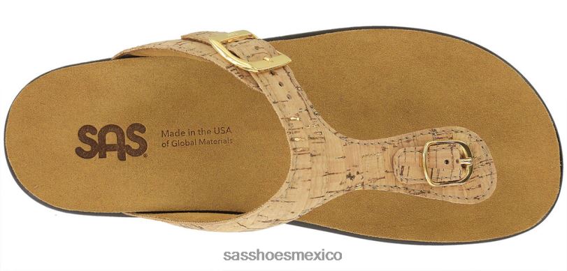 mx SAS mujer versátil sandalia sanibel con correa en T corcho dorado LVV4627