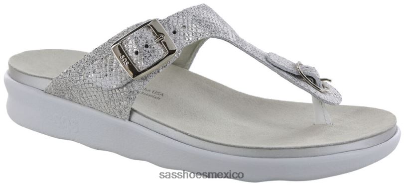 mx SAS mujer versátil sandalia sanibel con correa en T plata LVV467