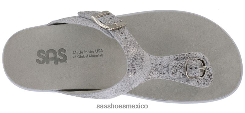 mx SAS mujer versátil sandalia sanibel con correa en T plata LVV467