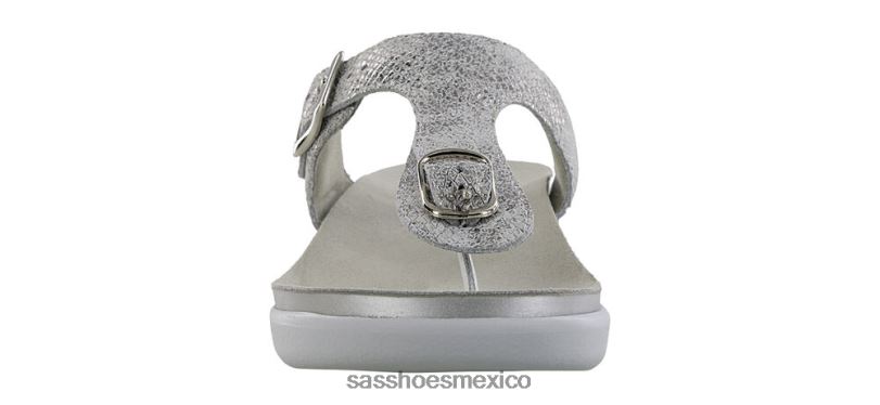 mx SAS mujer versátil sandalia sanibel con correa en T plata LVV467