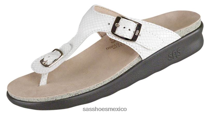 mx SAS mujer versátil sandalia sanibel con correa en T serpiente blanca LVV4637